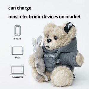 10000mAh Rabbit Bear Toy Power Bank Portable Charger Cute Plush Design Shoulder Strap Fast Charging External Battery Supply