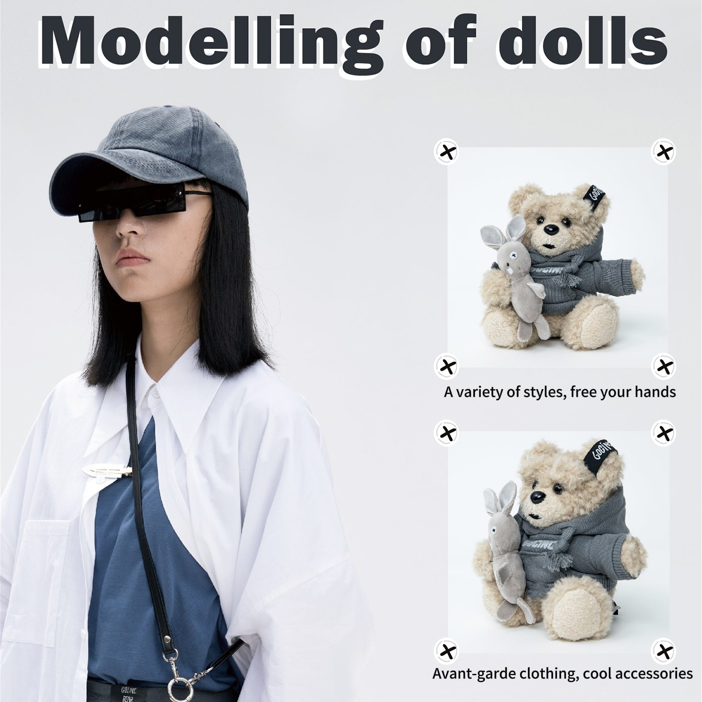 10000mAh Rabbit Bear Toy Power Bank Portable Charger Cute Plush Design Shoulder Strap Fast Charging External Battery Supply - Image 4