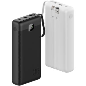 30000mAh Fast Charging Power Bank with Type C USB Lightning Cable for Mobile Phone